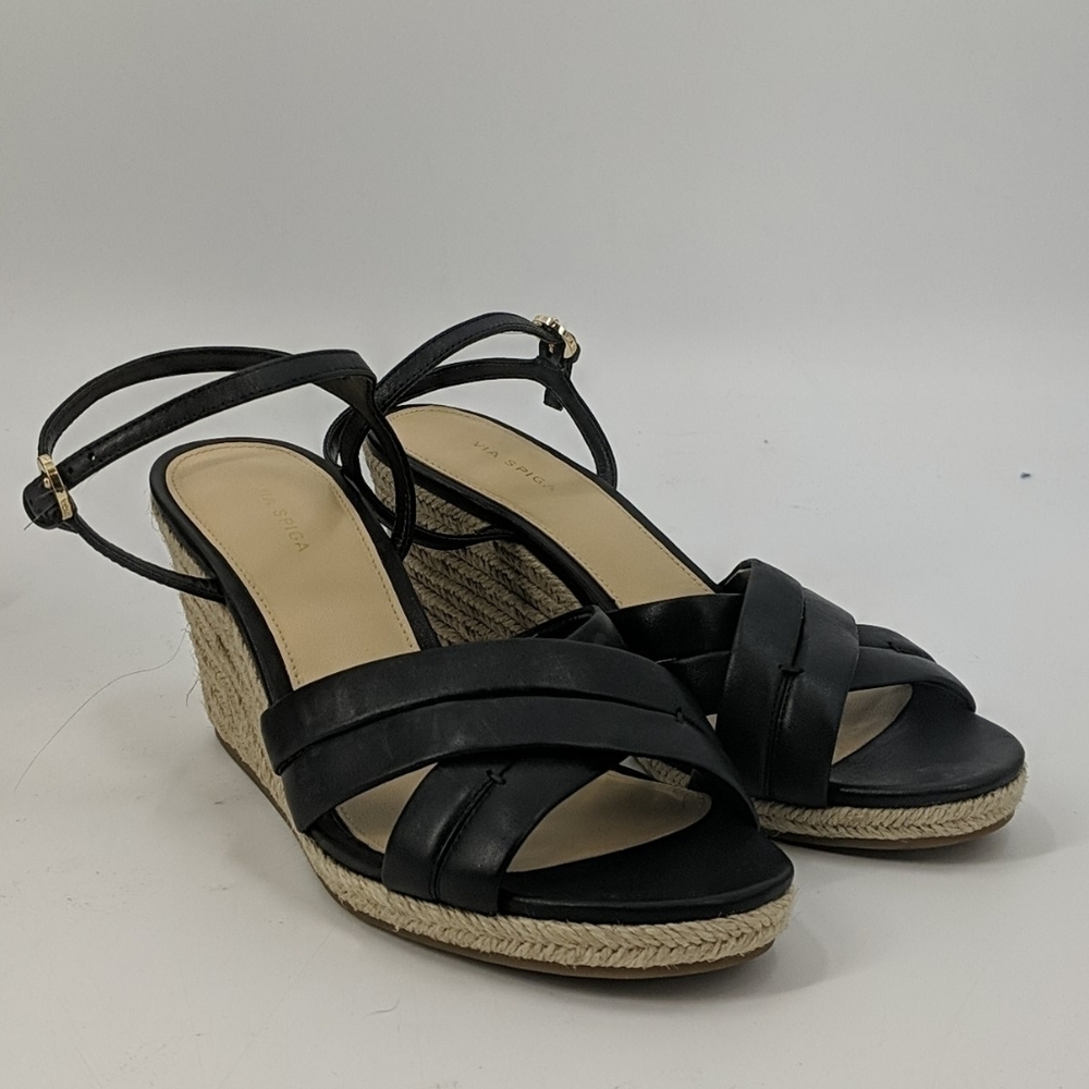 NWT VIA SPIGA Leather Espadrille Wedge San…